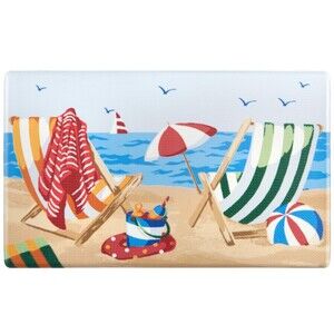 ANTI-FATIGUE CUSHIONED FLOOR MAT (18" x 30") PVC, BEACH CHAIRS, SUMMER, Premium